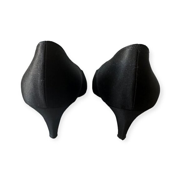 Yves Saint Laurent Vintage 80s Black  Satin Pumps, Size 7 1/2, Made in Italy - Picture 8 of 12